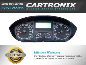 Instrument cluster dashboard for Citroen Jumper with speedometer, tachometer, and display screen.