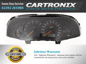 Dashboard instrument cluster panel for Ford Focus MK1 with speedometer and gauges.