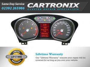 Instrument cluster dashboard for Ford S-Max with speedometer and display features.