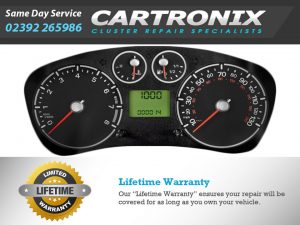 Instrument cluster for Ford Transit MK7 featuring a 7-inch display and various gauges.