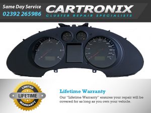 Instrument cluster dashboard for Seat Ibiza 3 with speedometer and fuel gauge displays.