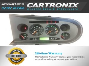 Iveco Daily instrument cluster dashboard with speedometer and fuel gauge displayed.
