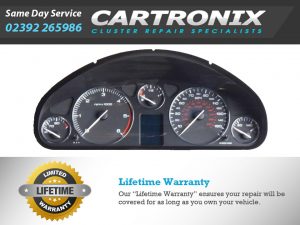 Peugeot 407-inch instrument cluster dashboard with speedometer and gauges.