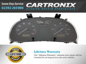 VW Polo 2-inch instrument cluster dashboard with speedometer and fuel gauge for repair services.