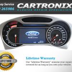 4-inch Ford instrument cluster dashboard display with speedometer and odometer readings.