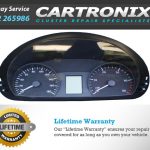 Instrument cluster for a Mercedes Sprinter showing speedometer and LCD display.