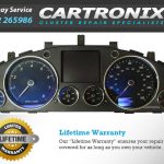 Dashboard cluster display with various gauges and indicators from Cartronix.