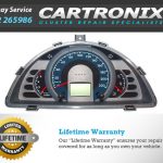 VW Fox instrument cluster with speedometer, tachometer, and digital display for vehicle dashboard.